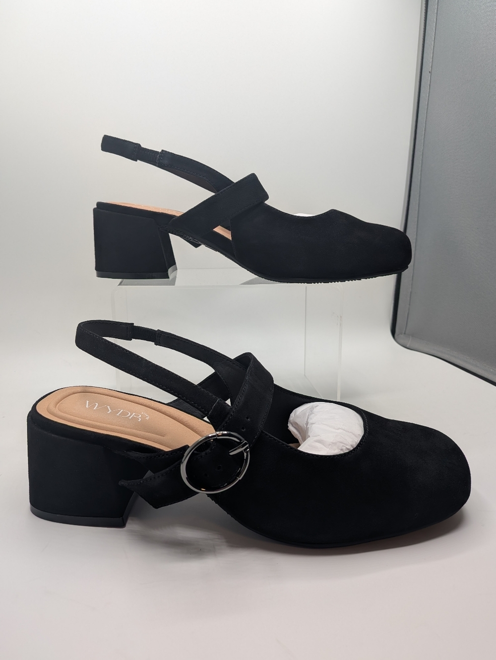 Slingback Mary Jane -NWB-9WW SUEDE Black - Picture 4 of 15